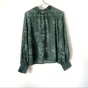 NWT Forever 21 Green Semi Sheer Blouse With Back Tie Size Medium